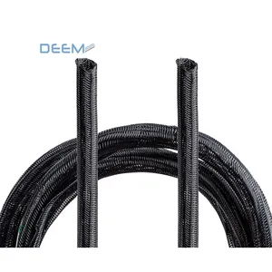 DEEM 0.22mm self extinguishing PET polyester expandable braided sleeve for pipes hoses and cable