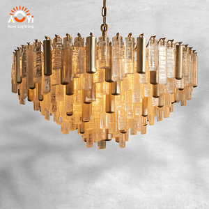 Luminaire suspendu LED en <span class=keywords><strong>tissu</strong></span> et métal artistique - Décoration contemporaine pour résidence haut de gamme et bar - Product Image 3