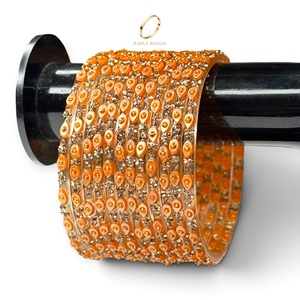 Bracelets en verre traditionnels kashmiris de qualité export, taille émeraude, forme goutte d'eau, pour femmes indiennes, bijoux ethniques d'Inde - Product Image 3