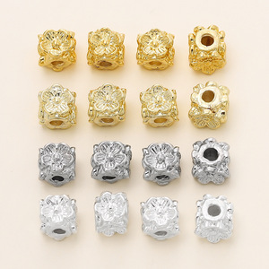 18k Gold Plated Flower Spacer Beads <b>Copper</b> DIY Jewelry Making For <b>Bracelet</b> Accessories 6mm Round Shape - Product Image 4