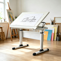Table de dessin et de conception manuelle réglable en hauteur avec manivelle et fente de fixation pour espace de travail professionnel d'institut de design