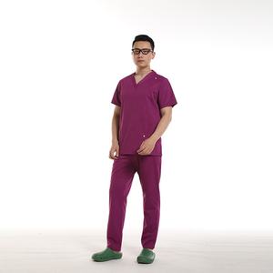 Classica 100% in saia di cotone verde <span class=keywords><strong>viola</strong></span> da uomo Scrub da medico infermiere da ospedale uniforme da medico alla moda - Product Image 3