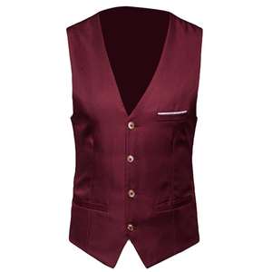 Nuevo Chaleco de Traje Formal para <span class=keywords><strong>Hombre</strong></span>, Color Sólido, Cierre de un Botón, Chaleco de Negocios, Chaleco Casual sin Mangas, Ajustado, para <span class=keywords><strong>Hombre</strong></span> de Negocios - Product Image 1