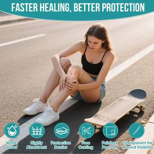 Vendajes autoadhesivos para dolor de cama altamente absorbentes, rollo de hidrocoloide estéril e impermeable para el cuidado de heridas, ampollas para quemaduras, acné - Product Image 2