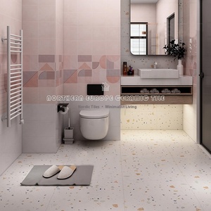 Azulejo de Pared de Cerámica de Grano Grande, Estilo Nórdico Moderno, 100x100mm, Resistente al Desgaste, para Sala de Estar, Comedor, Tienda de <span class=keywords><strong>Cadena</strong></span>, Tienda de Té con Leche, Piedra - Product Image 3