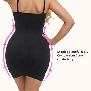 Body de contrôle du ventre une pièce slim et ajusté en tricot côtelé moulante de base mini <span class=keywords><strong>robe</strong></span> moulante de forme crayon pour femmes - Product Image 4