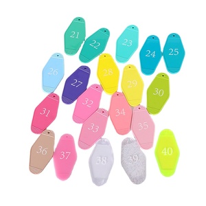 Wholesale High Quality Acrylic Plastic Custom Your Design Logo Retro Motel Hotel Keychain Blank