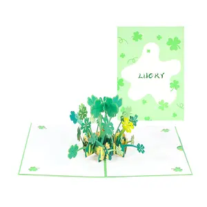 St. Patrick's Day Creative 3D Stereo Greeting Card Decoration Gratitude Gift Lucky Four-leaf Clover Cross-border Wholesale Card