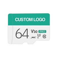 Carte mémoire SD personnalisée avec logo, 64 Go, V30, U3, XC-I, classe 10, micro SD pour appareil photo, téléphone, tablette, drone