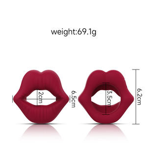 حلقة قضيب هزازة على شكل شفاه حمراء، محفز للبظر والحلمات، يؤخر القذف، ألعاب جنسية للرجال والأزواج - Product Image 6