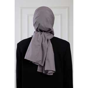 Pure Cotton <b>Scarf</b> <b>Grey</b> Solid Long Breathable Women's Headwrap - Product Image 1