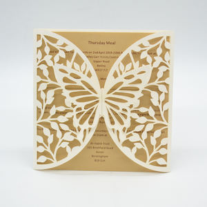 Invitation de mariage, de Quinceañera, de fête des 16 ans ou de douche nuptiale, avec décoration papillon pop-up élégante découpée au laser - Product Image 2