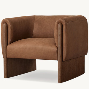 Fauteuil <span class=keywords><strong>de</strong></span> salon Rhoohill <span class=keywords><strong>de</strong></span> style américain moderne et luxueux, fauteuil individuel en chêne blanc, fauteuil lounge avec structure en bois massif - Product Image 1
