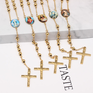 In <span class=keywords><strong>acciaio</strong></span> <span class=keywords><strong>inox</strong></span> laminato oro rosario religioso vergine de Guadalupe collana dei monili, nostra signora di Guadalupe pendente - Product Image 6