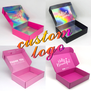 Custom Logo White Pink Corrugated Carton Box Mailer Shipping Box Apparel Packaging for Dress Cloth Underwear Shirt Mail Gift Box