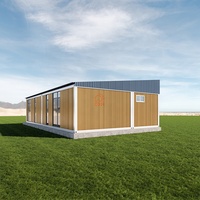 Maison conteneur préfabriquée modulaire en acier à toit en pente, démontable, en kit, avec cuisine et salle de bain