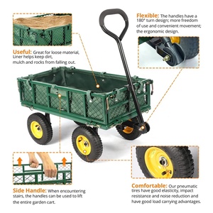 Heavy Duty 4 Roues En Acier Cour Maille Chariot Wagon Utilitaire Extérieur Chariot En Métal Outil Chariot De Jardin Avec Côtés Amovibles - Product Image 6