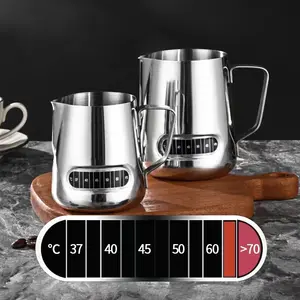 Harmony Indicateur de température de haute qualité Barista Tools Pichet à café à lait en acier inoxydable Espresso Pichet à mousser le lait