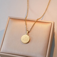 Collar con Colgante de Acero Inoxidable con Caligrafía Religiosa Simple de Alá, Joyería Musulmana Islámica Árabe, Venta al por Mayor para Mujeres, Eid Ramadán