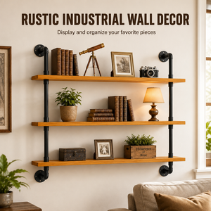 Custom Industrial Style 3 Tier Cast Iron <b>Floating</b> <b>Wall</b> Mounted Shelf Bookcase for Bathroom and Living Room Food Storage - Product Image 4
