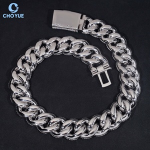 Big Size 28mm Heavy Mosaic Setting Moissanite Cuban Link <b>Chain</b> Necklace Rhodium Plated Solid 925 Silver Hiphop <b>Iced</b> <b>Out</b> Jewelry - Product Image 2