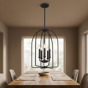 Colgante colgante de metal con jaula de latón AK con 5 luces en acabado negro de calidad superior para la decoración interior del hogar y el hotel - Product Image 1