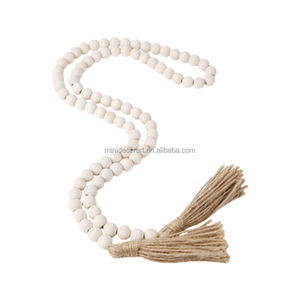Guirnalda de Cuentas de Madera de 58 Pulgadas con <span class=keywords><strong>Borlas</strong></span> Estilo Boho - Decoración Rústica y Chic <span class=keywords><strong>para</strong></span> Pared, Sobre Gabinetes y Mesas - Product Image 6