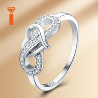 Bague en Moissanite Cœur Infini Couleur D VVS1, Coupe Ronde, en Argent Sterling S925 Plaqué Rhodium, Bague de Promesse en Moissanite