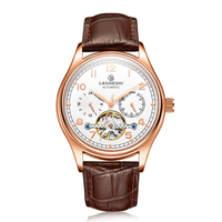 Montre mécanique pour homme avec logo personnalisé, aiguilles lumineuses, mouvement automatique importé 203, bracelet en cuir