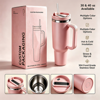 Gobelet isotherme chaud/froid 30oz 40oz avec poignée, couvercle à paille et fonction de température LED, en acier inoxydable 304 de qualité alimentaire, pour voyage et voiture