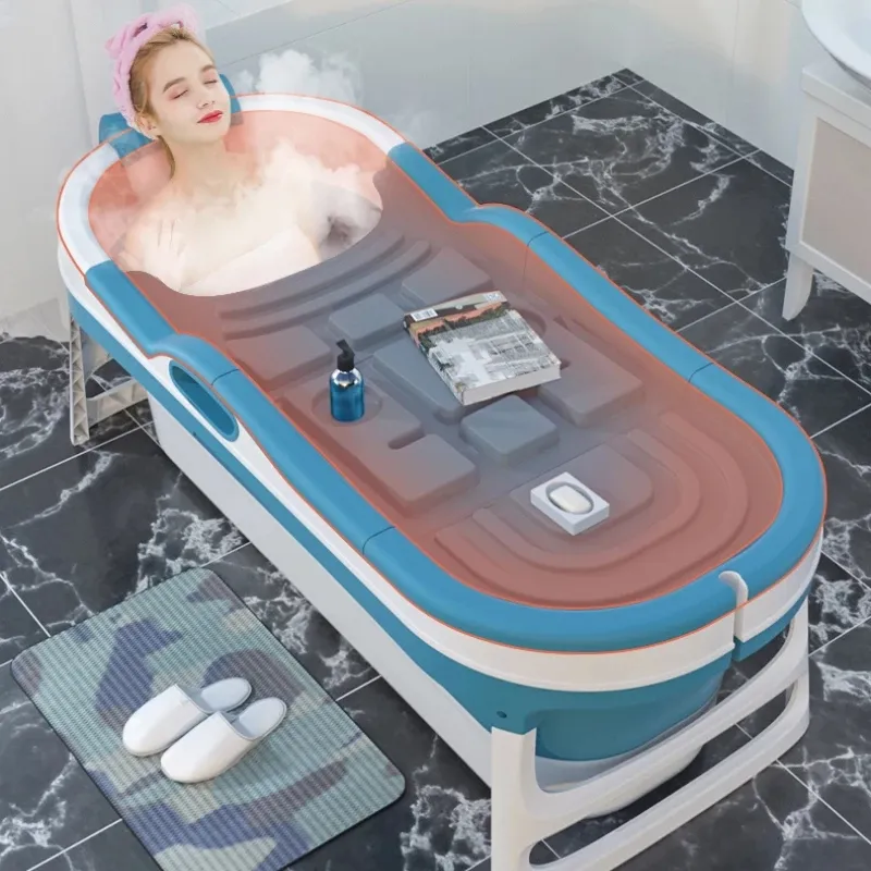 Erwachsene Badewanne Übergroßen 151cm Faltbare Komfortable Tragbare Faltbare Kunststoff Haushalt Bad Barrel Bad Eimer
