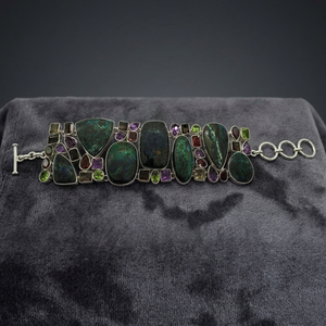 Geometric Multi Natural Stone 925 <b>Silver</b> <b>Charm</b> <b>Bracelet</b> Bohemia Style Women's Jewelry Bezel Setting Everyday Wear - Product Image 3