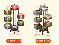 Étagère de rangement rotative ronde à 6 niveaux en acier au carbone, pour la cuisine et la salle de bain, gain de place, vente en gros, OEM ODM, logo personnalisé