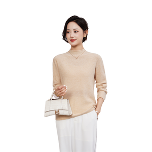 Hot Selling Basic Half Hoge Kraag 100% Wol Gebreide Dames Pullover Losse Onderkant Trui Herfst Winter Nieuwe Effen Kleur Trui - Product Image 4