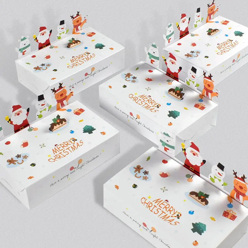 Caja de regalo para fiesta de Navidad Diy Cute Candy Biscuits Christmas Merry Caja de embalaje plegable