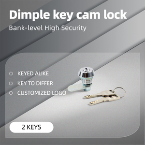 أسطوانة قفل كام عالية الأمان بمفتاح محبب، أسطوانات بالجملة مع مفتاحين، مطلية بالكروم اللامع - Product Image 1