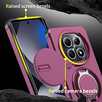 Coque de téléphone antichoc avec protection d'objectif coulissante et anneau rotatif pour Redmi Note 17 Pro Max 15 Pro Plus 14 13 Pro