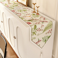 WML036 Chemin de table décoratif en tissu polyester-coton à motif floral personnalisé de qualité supérieure pour table à manger, table basse et armoire latérale