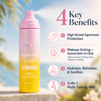 Spray solaire matifiant SPF50 personnalisé OEM, spray fixateur, protection UV, spray solaire à marque privée