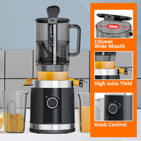 High-Yield Smoothie Slow Juicer, makkelijk schoon te maken, krachtige elektromotor, brede invoeropening, reverse functie, koudgeperste sapmachine voor hotels
