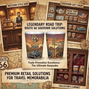 Verre à shot personnalisé <span class=keywords><strong>en</strong></span> gros, thème Route 66 Vintage Americana, souvenir de <span class=keywords><strong>voyage</strong></span> sur la route, avec motif de <span class=keywords><strong>voiture</strong></span> classique de style Diner rétro - Product Image 3