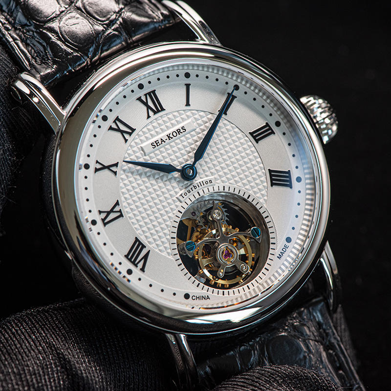 Free Ship Stock Luxury Seagull 8000 Skeleton Tourbillon Watch