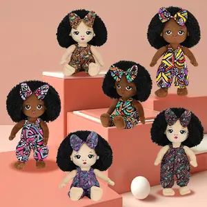 SongshanToys peluches recheados kawaii macio bonito personalizado brinquedos de pelúcia africano americano preto pano bonecas para crianças menina