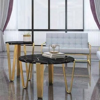 Nouveau design de table centrale populaire pieds en métal doré dessus en marbre table basse de salon 10 en acier inoxydable personnalisé moderne