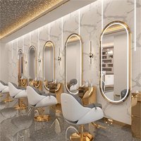 Station Miroir de Luxe la Plus Vendue pour Salon, Décor Mural pour Barbier, Coiffure, Maquillage, Miroir de Salon avec Lumières LED