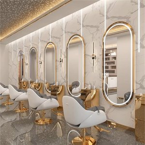 Estación de <span class=keywords><strong>espejo</strong></span> de salón de lujo más vendida, decoración de pared <span class=keywords><strong>para</strong></span> barbería, peluquería, maquillaje, salón de estilo, <span class=keywords><strong>espejo</strong></span> <span class=keywords><strong>con</strong></span> luces Led - Product Image 5