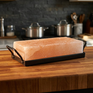Best BBQ Cooking Slab Premium Export <b>Iron</b>/Stainless Steel Holder Home Carved Eco-Friendly Himalayan Pink Rock Salt Bricks Plate - Product Image 1