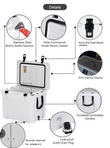 Glacière rotomoulée commerciale Boright 55QT, robuste, en LLDPE, avec kit de roues en option, pour le camping en plein air, les aventures à la plage - Product Image 6