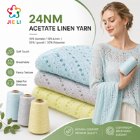 Fil mélangé 24/1 en acétate, lin et lyocell, 10 % acétate, 15 % lin, soyeux, frais, luxueux, pour tricot et tissage d'été, couleur personnalisée, fourniture d'usine