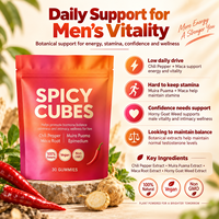 Gummies de vitalité masculine haute puissance avec piment et maca – Complément alimentaire végétal pour l'équilibre hormonal – OEM & ODM